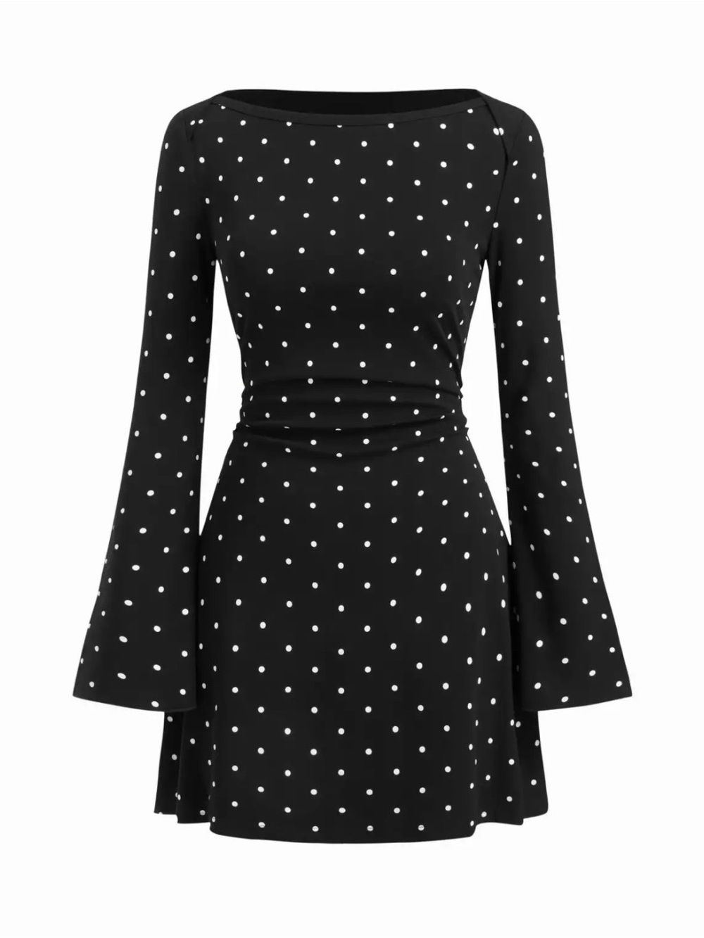 Cider Black Polka Dot Long-Sleeve A-Line Dress 2XL